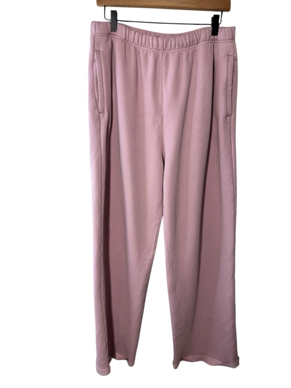Skims Pink Fleece Straight Leg Joggers Fold over hem Size Large